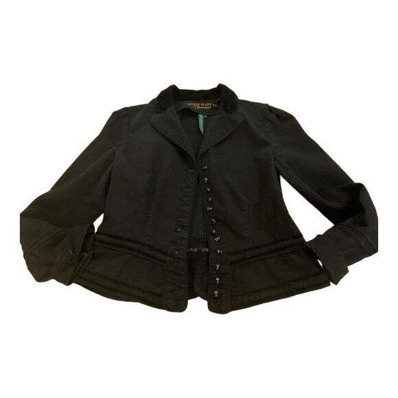 Lauren Jeans Fitted Denim Blazer M Ralph Lauren Black Victorian Jacket VTG - Picture 14 of 15